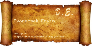 Dvoracsek Ervin névjegykártya