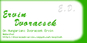 ervin dvoracsek business card